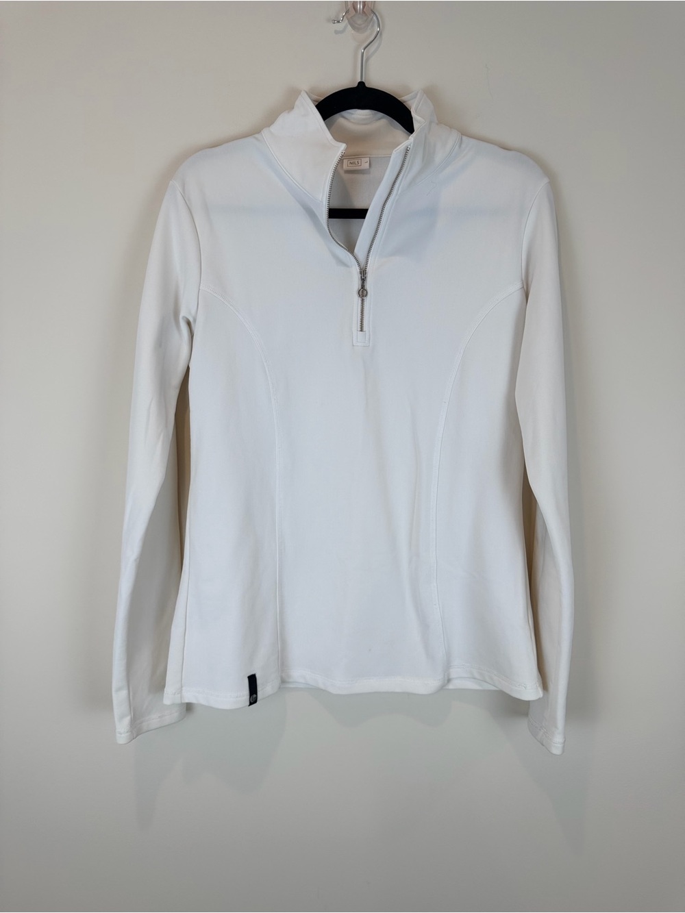 NILS White Quarter-Zip Long Minimalist Sleeve Athletic Pullover Size Large